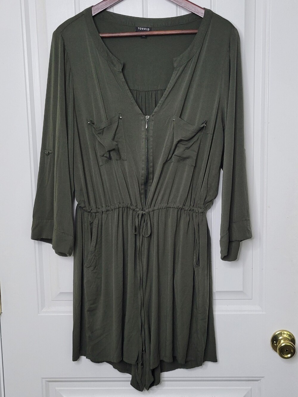 torrid Olive Green Rayon Utility Romper